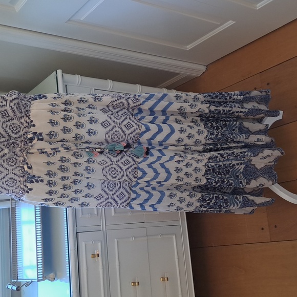 ALICIA BELL Womens Silk/Cotton Blend Maxi Dress Ruffle Cap Sleeves Lined‎ SM - Picture 3 of 9